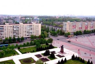 Вид сверху на Солигорск.