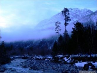 Баксанское ущелье вечер горная река Бакс