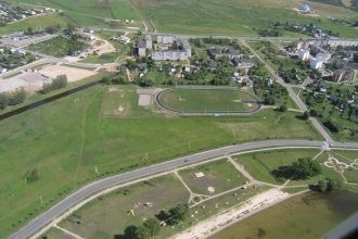 Город Мядель с высоты.