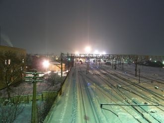Ночной Ртищево, мост, вид в сторону вокз