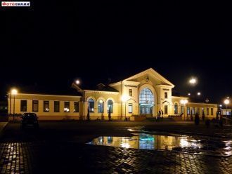 Вокзал. Вид города Калинковичи ночью