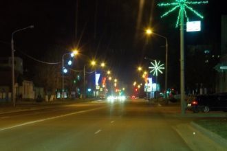 Город Речица ночью.