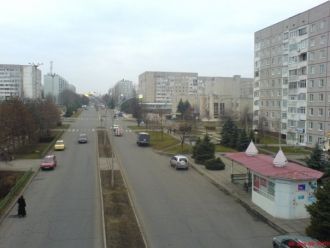 На улице города Южноукраинск.