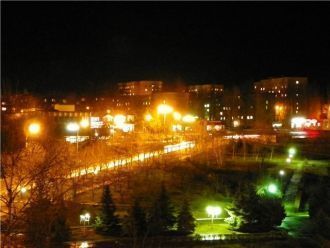 Город Южноукраинск ночью.