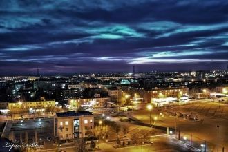 Ночные улицы Кызылорда, Казахстан.