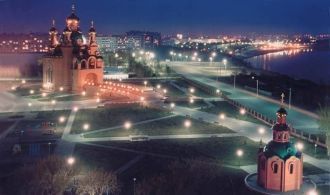 Вечерний Павлодар с высоты птичьего поле