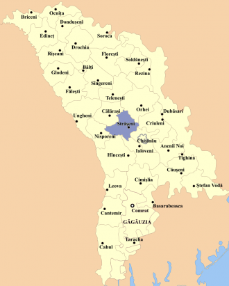 Страшены на карте Молдовы.