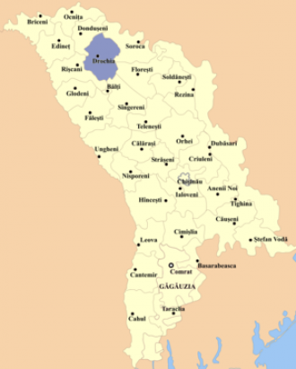 Дрокиевский район на карте&nbsp;Молдовы.