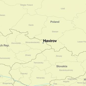 Город Гавиржов на карте Чехии.