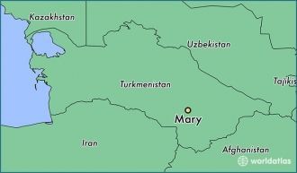 Мары на карте Туркменистана.