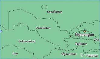 Наманган на карте Узбекистана.