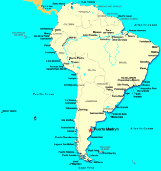 Пуэрто-Мадрин на карте Аргентины