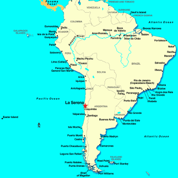 Город Ла-Серена на карте Чили.