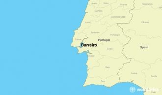 Город Баррейру на карте Португалии.