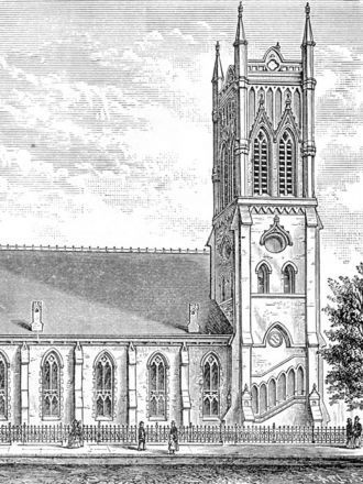 Старинное изображение собора Сент-Джонс.