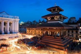 Вид на ночной Катманду.