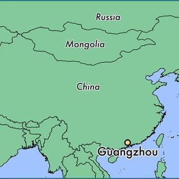Гуанчжоу на карте Китая.