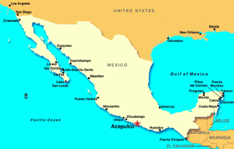 Город Акапулько на карте Мексики