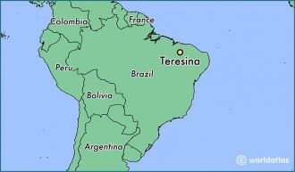 Город Терезина на карте Бразилии