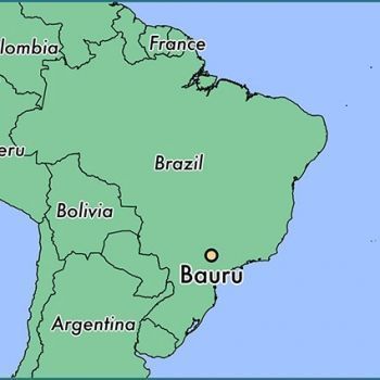 Город Бауру на карте Бразилии.