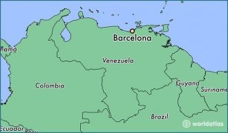 Город Барселона на карте Венесуэлы.