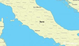 Город Терни на карте Италии.