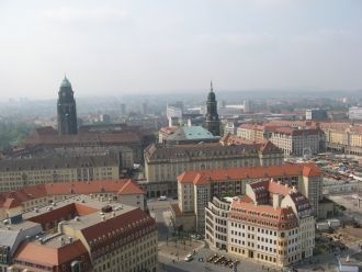 Вид на исторический центр Дрездена.