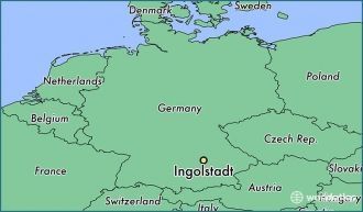 Ингольштадт на карте Германии.