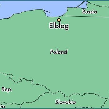 Эльблонг на карте Польши.