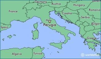 Перуджа на карте Италии.