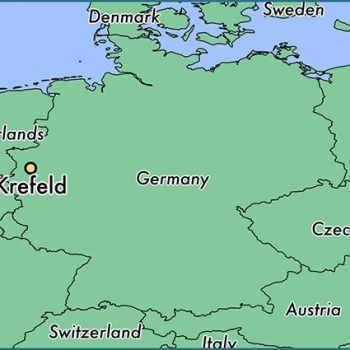Крефельд на карте Германии.