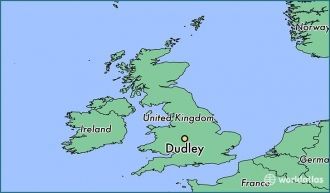 Местоположение города Дадли на карт