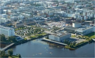 Город Оулу с высоты.