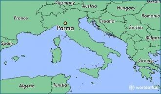 Парма на карте Италии.