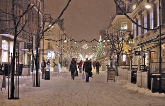 Норвегия. Кристиансанн. Заснеженные улиц