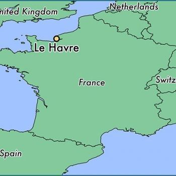 Город Гавр на карте Франции.