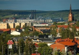 Город Сундсвалль с высоты.