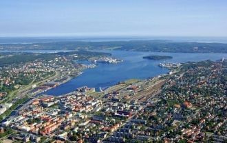 Вид на Сундсвалль с высоты.