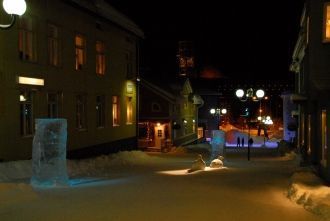 Ночь на улицах города Кируна.