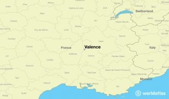 Город Валанс на карте Франции.