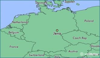 Город Йена на карте Германии.