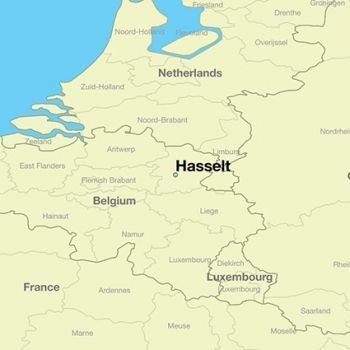 Город&nbsp;Хасселт на карте Бельгии.