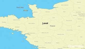 Город Лаваль на карте Франции.