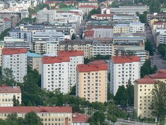 Город Лахти с высоты, Финляндия