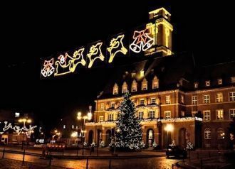 Ночной город Боттроп, Германия.