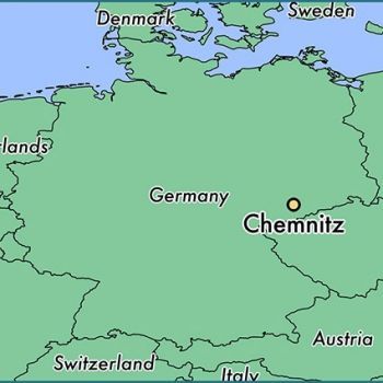 Хемниц на карте Германии.