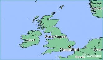 Челмсфорд на карте Великобритании.