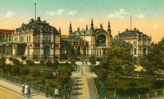 Железнодорожный вокзал Шверина в 1910 го