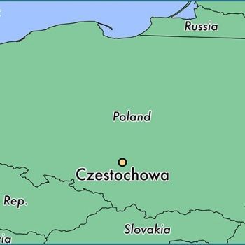 Ченстохова на карте Польши.