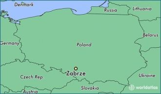 Забже на карте Польши.